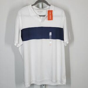 JOE FRESH striped polo shirt white blue Sz XL  NEW